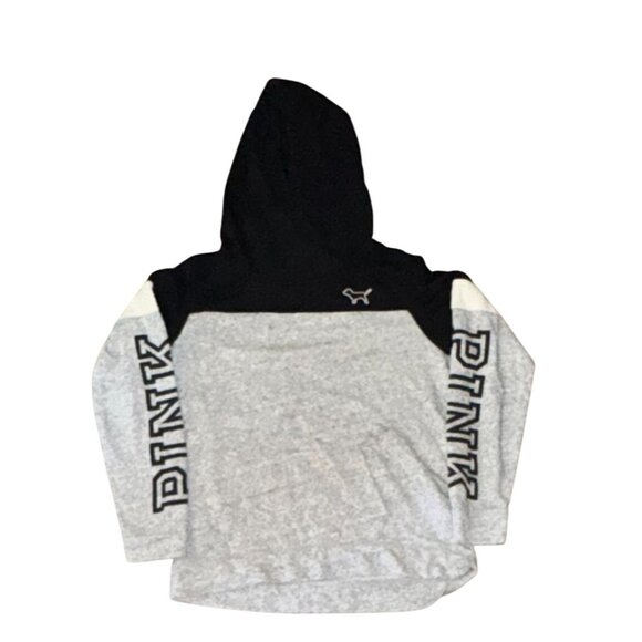 Victorias Secret Pink M Gray & Black Hoodie Sweatshirt - Picture 1 of 4